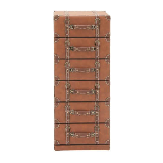 42&#x22; Tan Faux Leather Traditional Chest